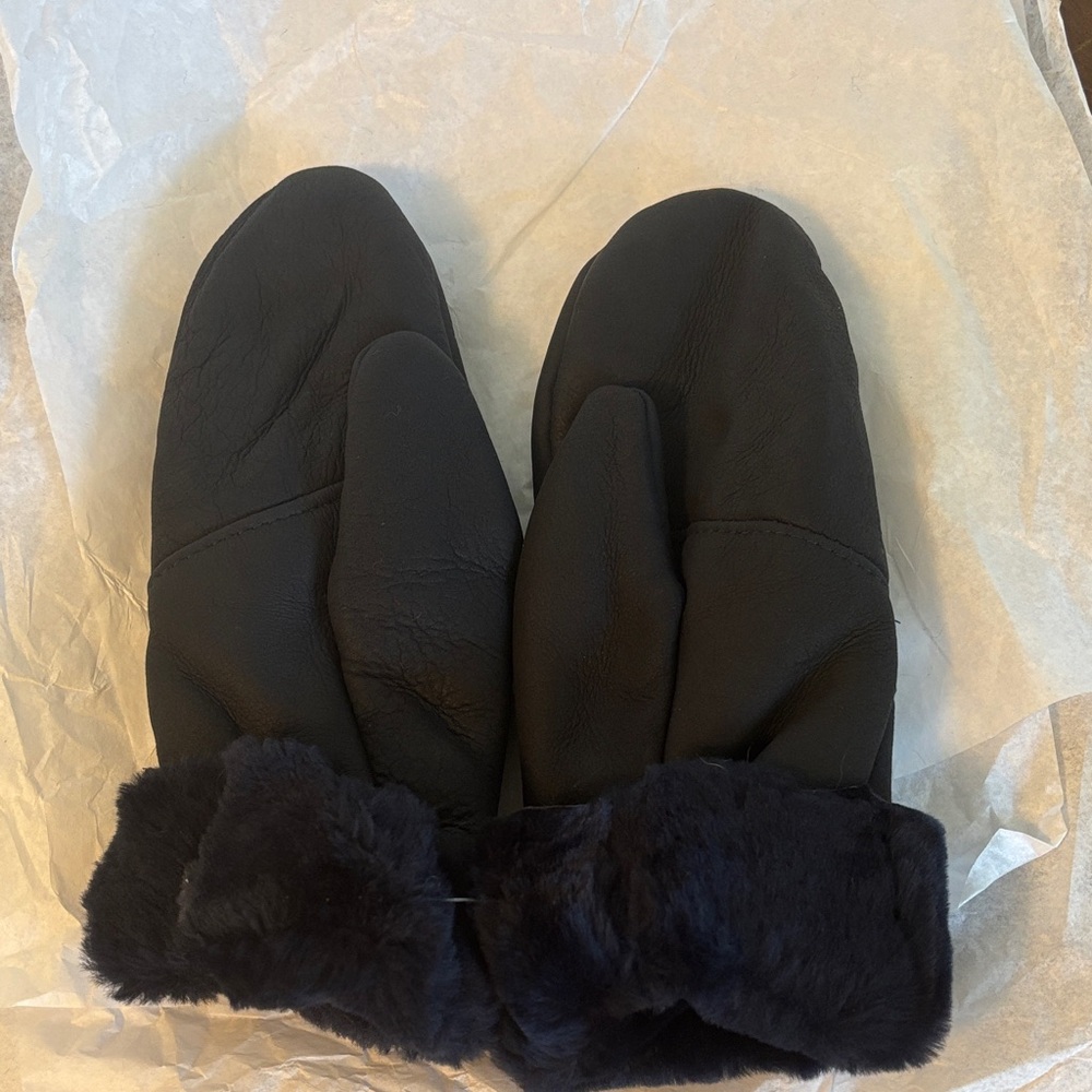 Elegant Black Fur-Lined Mittens